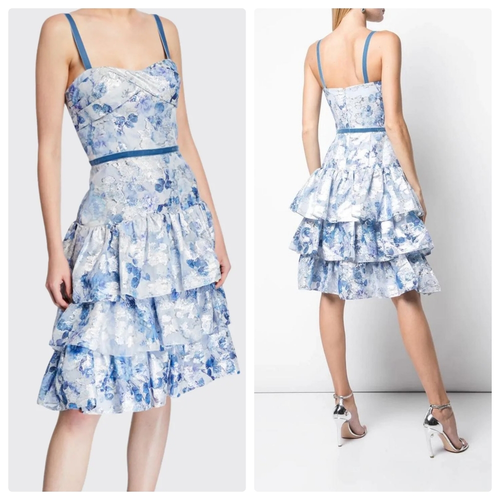 NWT Gorgeous Marchesa party dress silver & blue